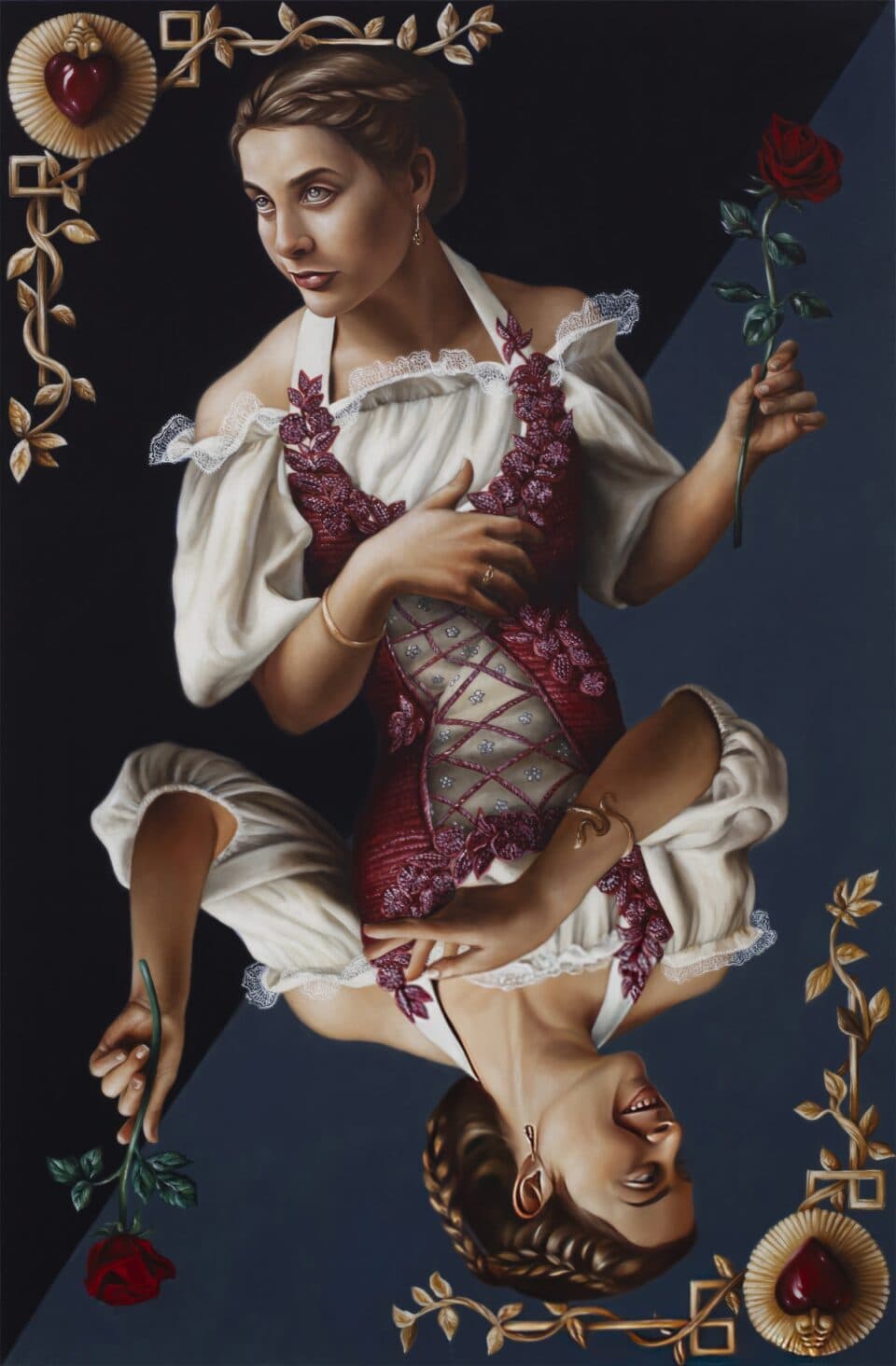 Dame de Coeur, huile sur toile, 140x90 cm, 2022