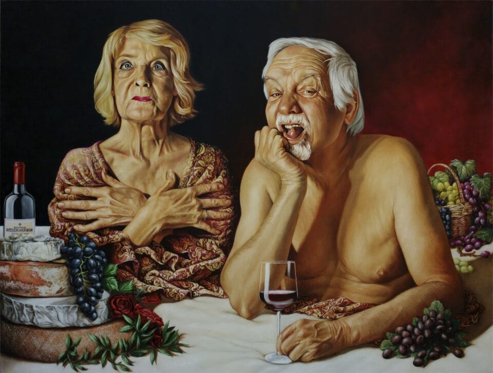 Dîner de famille I, huile sur toile, 70x92 cm, 2020, collection privée